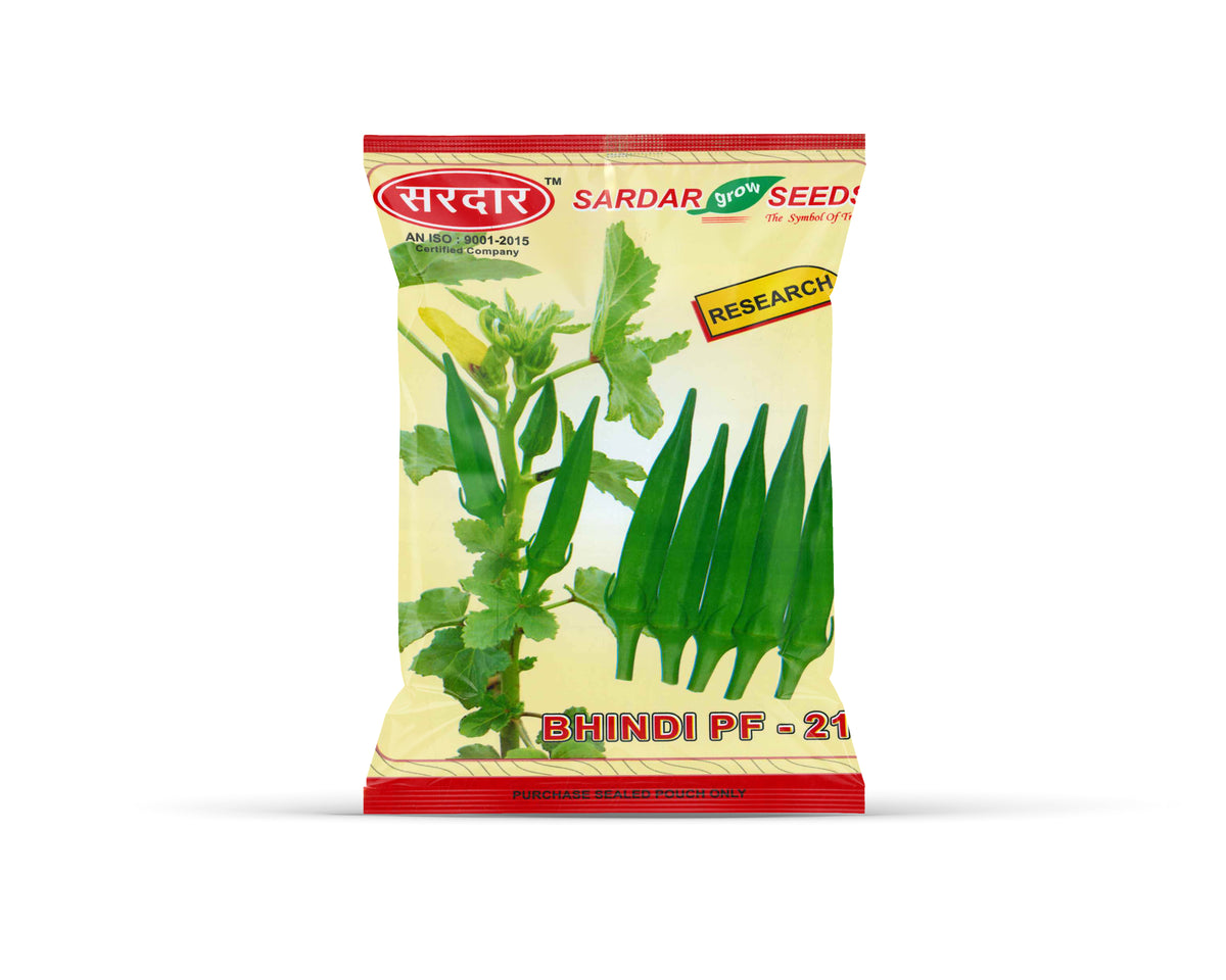 Sardar Grow Seeds Bhindi PF-21 Okra Seeds – High Yield Hybrid Lady Finger Seeds for Farming & Home Garden
