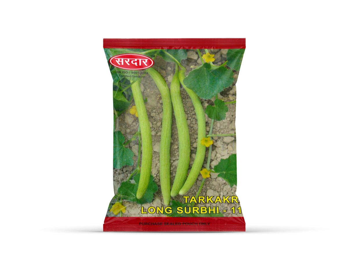 Sardar Grow Seeds Tarkakri Long Surbhi-11 – Long Green Ridge Gourd (Turai) Seeds