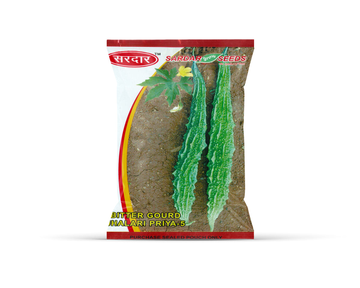 Sardar Grow Seeds Bitter Gourd Jhalari Priya-5 – Long Green Jhalari Karela Variety
